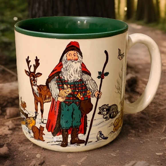 Potpourri Press Other - Christmas Mug Woodland SANTA Potpourri Designs Vintage Christmas Mug 1993 Korea